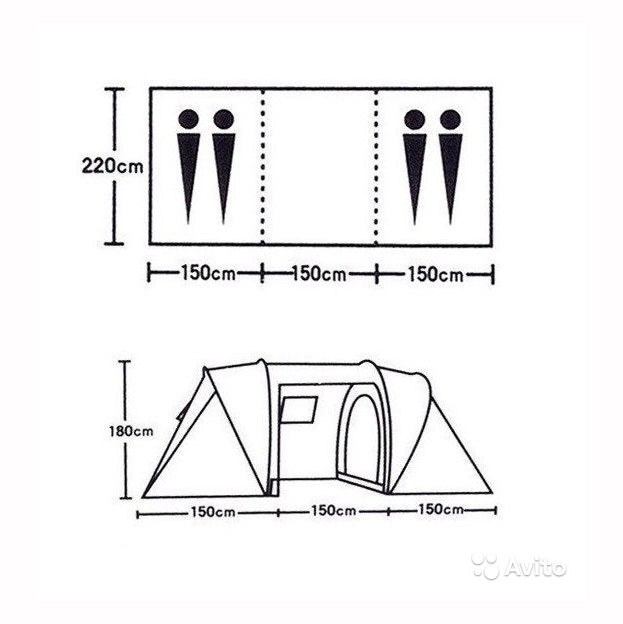 Палатка 1699 4-х местная летня 450*220*180 см